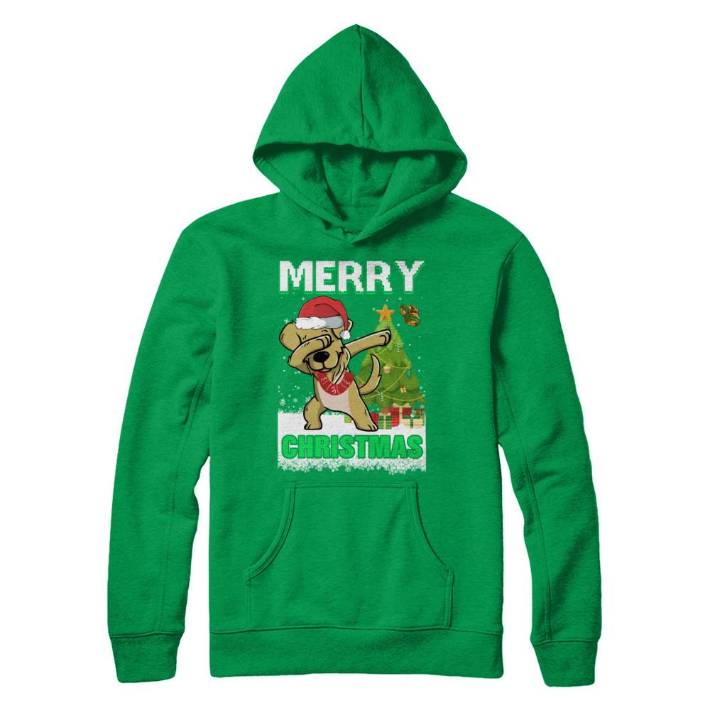 Cute Golden Retriever Claus Merry Christmas Ugly Sweater-T-Shirt & Sweatshirt-Pullover Hoodie-Irish Green
