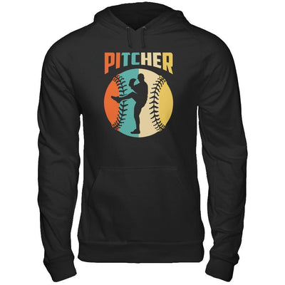 Classic Vintage Retro Style Pitcher Baseball-T-Shirt & Hoodie-Pullover Hoodie-Black