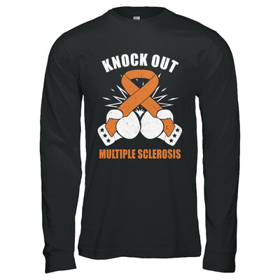 Boxing knock out Multiple Sclerosis Awareness Support-T-Shirt & Hoodie-Long Sleeve T-Shirt-Black