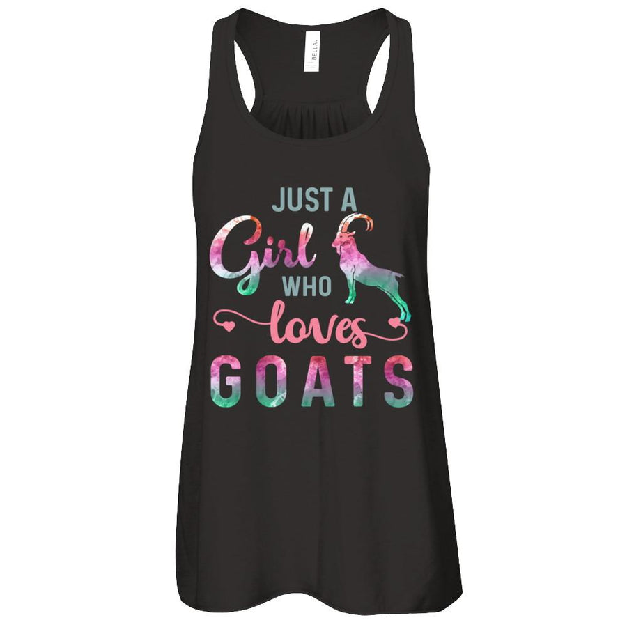Just A Girl Who Loves Goats Goat Lover-T-Shirt & Tank Top-Women's Flowy Racerback Tank-Black