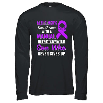 Alzheimer's Doesn't Come With A Manual Son-T-Shirt & Hoodie-Long Sleeve T-Shirt-Black