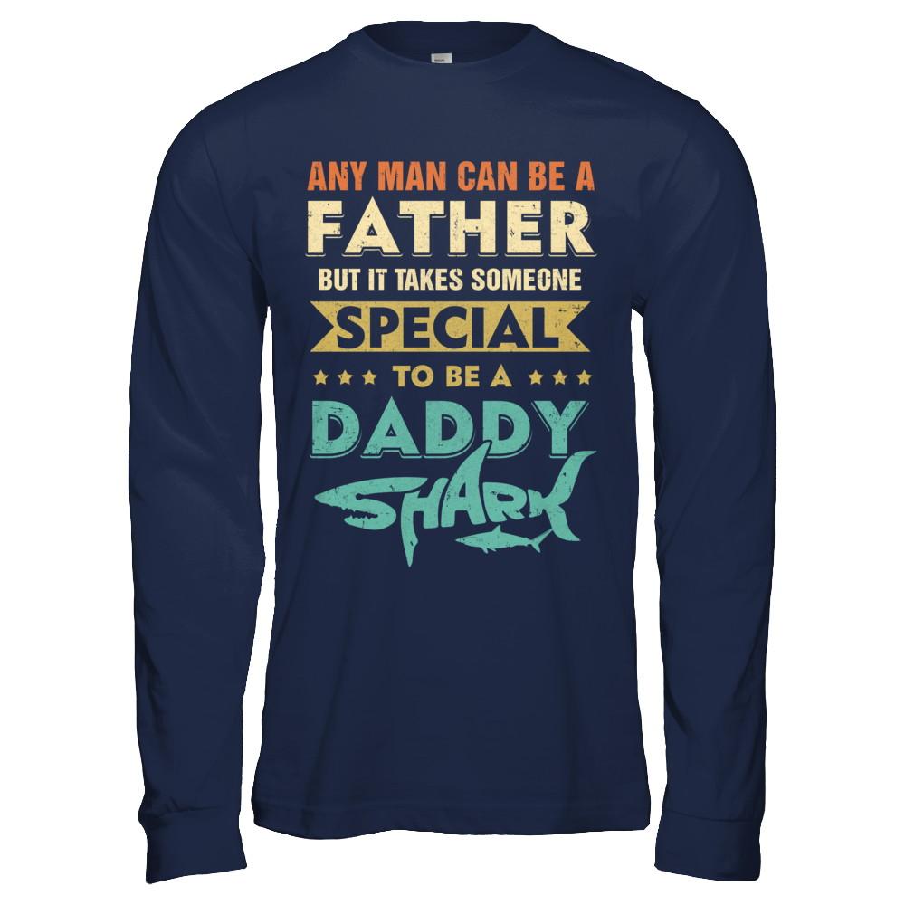 Vintage Someone Special To Be A Daddy Shark Fathers Day-T-Shirt & Hoodie-Long Sleeve T-Shirt-Navy