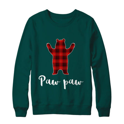 Red Paw Paw Bear Buffalo Plaid Family Christmas Pajamas-T-Shirt & Sweatshirt-Crewneck Sweatshirt-Deep Forest