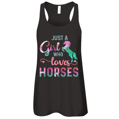 Just A Girl Who Loves Horses Horse Lover-T-Shirt & Tank Top-Women's Flowy Racerback Tank-Black