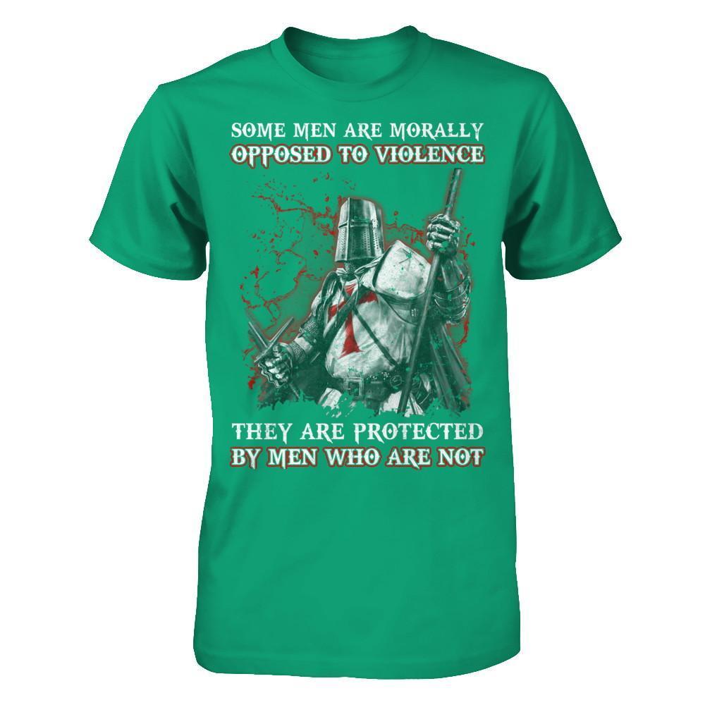 Knight Templar Men Opposed To Violence They Are Protected By Men Who Are Not-T-Shirt & Hoodie-Classic T-Shirt-Kelly Green
