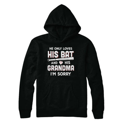 He Only Loves His Bat And His Grandma Baseball-T-Shirt & Hoodie-Pullover Hoodie-Black