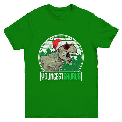 Youngestsaurus Youngest Dinosaur T-Rex Family Christmas Youth-Youth Shirt-Youth T-Shirt-Irish Green