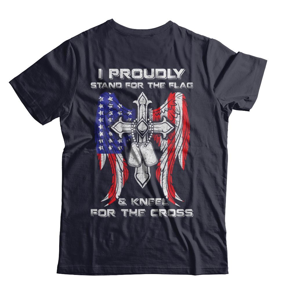 Veteran I Proudly Stand For The Flag Kneel For The Cross-T-Shirt & Hoodie-Premium T-Shirt-Midnight Navy