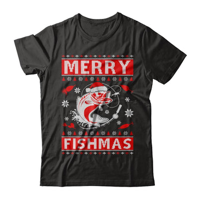 Merry Fishmas Fishing Fish Christmas Sweater-T-Shirt & Sweatshirt-Premium T-Shirt-Black