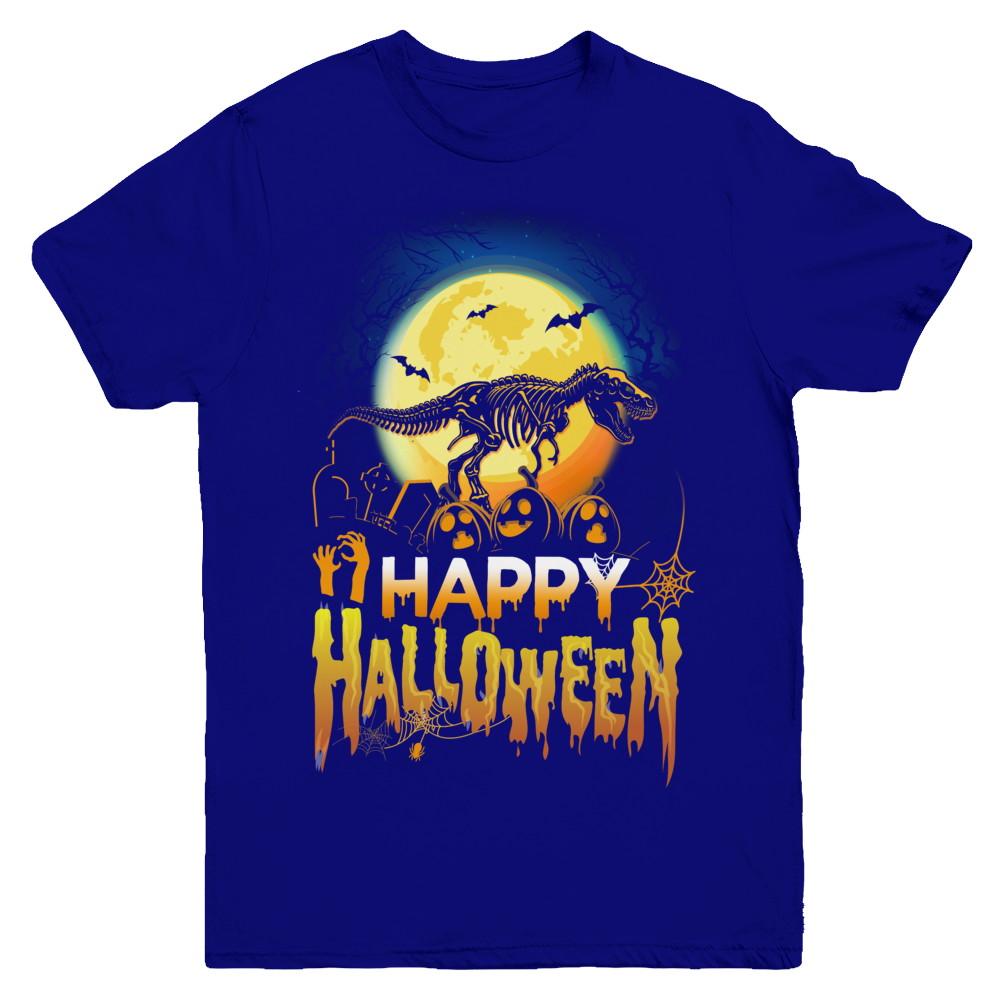 Saurus T Rex Dinosaur Halloween Youth-Youth Shirt-Youth T-Shirt-Navy