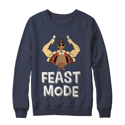 Feast Mode Food Funny Turkey Thanksgiving Day-T-Shirt & Sweatshirt-Crewneck Sweatshirt-Navy