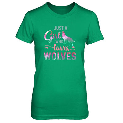 Just A Girl Who Loves Wolves Wolf Lover-T-Shirt & Tank Top-Women's T-Shirt-Irish Green