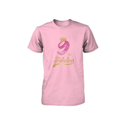9Th And Fabulous Nine Birthday Youth-Youth Shirt-Youth T-Shirt-Neon Pink