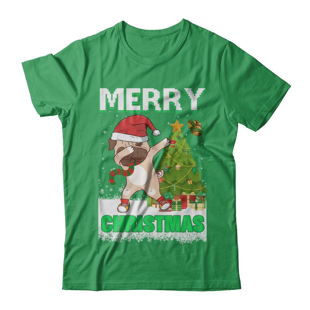 Cute Pug Claus Merry Christmas Ugly Sweater-T-Shirt & Sweatshirt-Premium T-Shirt-Kelly Green