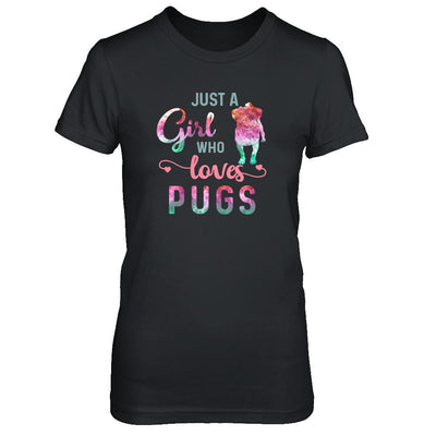 Just A Girl Who Loves Pugs Pug Lover-T-Shirt & Tank Top-Women's T-Shirt-Black