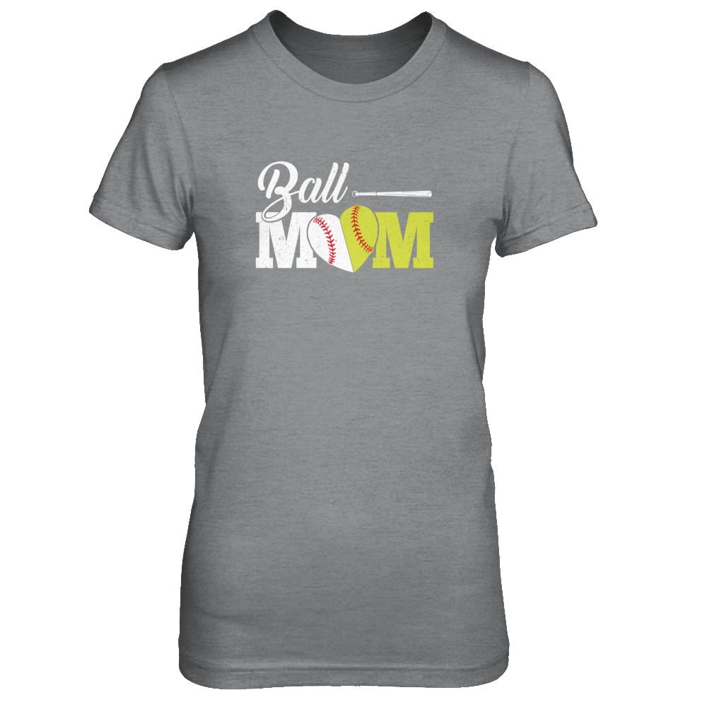 Funny Softball Mom Baseball Mom Mothers Day-T-Shirt & Tank Top-Women's T-Shirt-Sport Grey