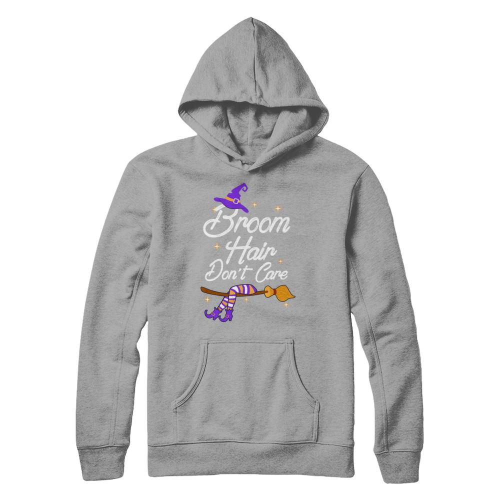 Broom Hair Don't Care Witch Halloween-T-Shirt & Hoodie-Pullover Hoodie-Light Steel