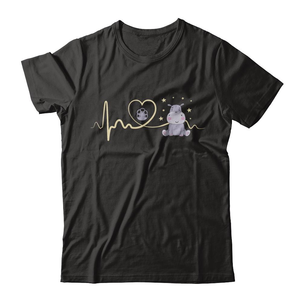 Hippo Cute Preemie Baby Heartbeat-T-Shirt & Sweatshirt-Premium T-Shirt-Black
