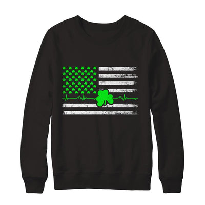 St. Patrick's Day Irish American Flag-T-Shirt & Hoodie-Crewneck Sweatshirt-Black