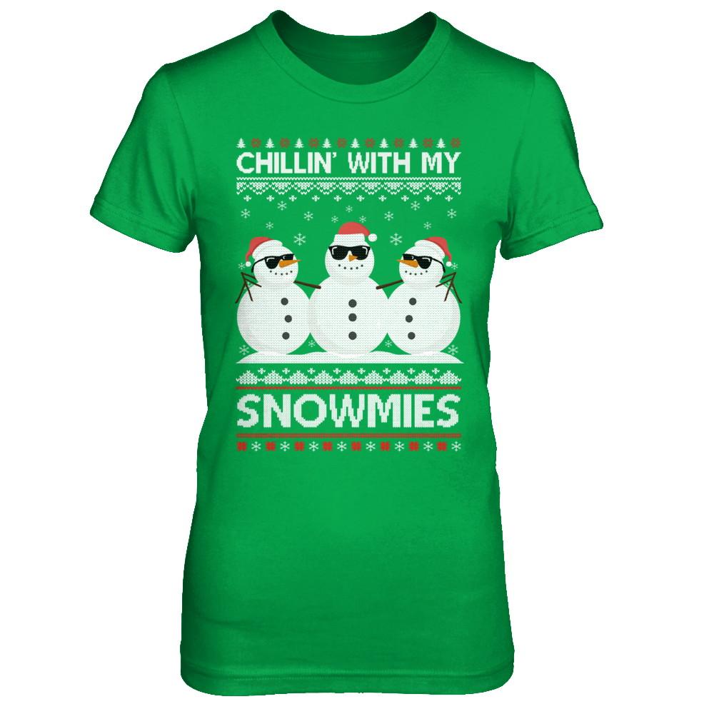 Chillin With My Snowmies Ugly Christmas Sweater-T-Shirt & Sweatshirt-Women's T-Shirt-Irish Green