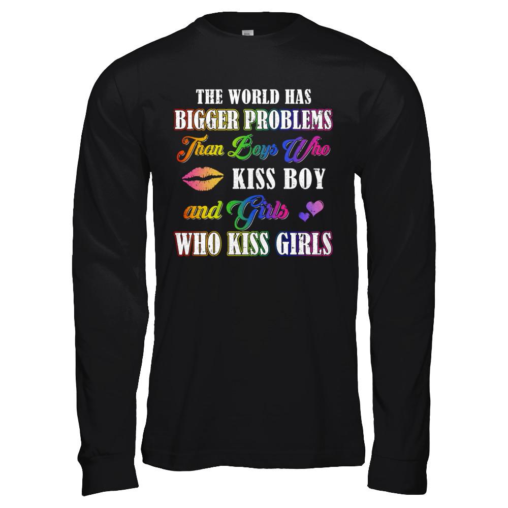 Lgbt Gay Lesbian The World Has Bigger Problems Than Boys-T-Shirt & Hoodie-Long Sleeve T-Shirt-Black