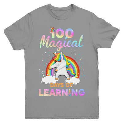 100 Magical Days of Learning Flossing Unicorn Youth-Youth Shirt-Youth T-Shirt-Sport Grey