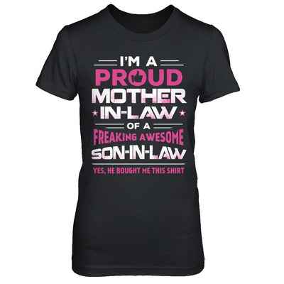 Proud Mother-In-Law Freaking Awesome Son-In-Law-T-Shirt & Hoodie-Women's T-Shirt-Black