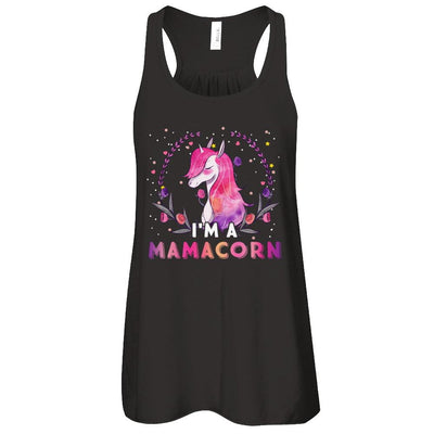 Cute Mamacorn Rainbow Unicorn Mother's Day-T-Shirt & Tank Top-Women's Flowy Racerback Tank-Black