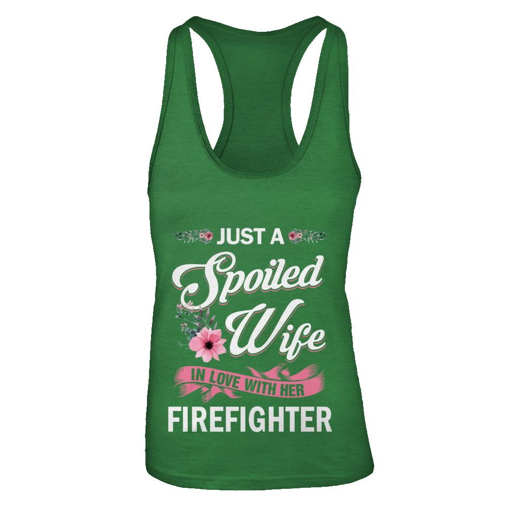 Just A Spoiled Wife In Love With Her Firefighter Wife Gift-T-Shirt & Tank Top-Women's Ideal Racerback Tank-Kelly Green