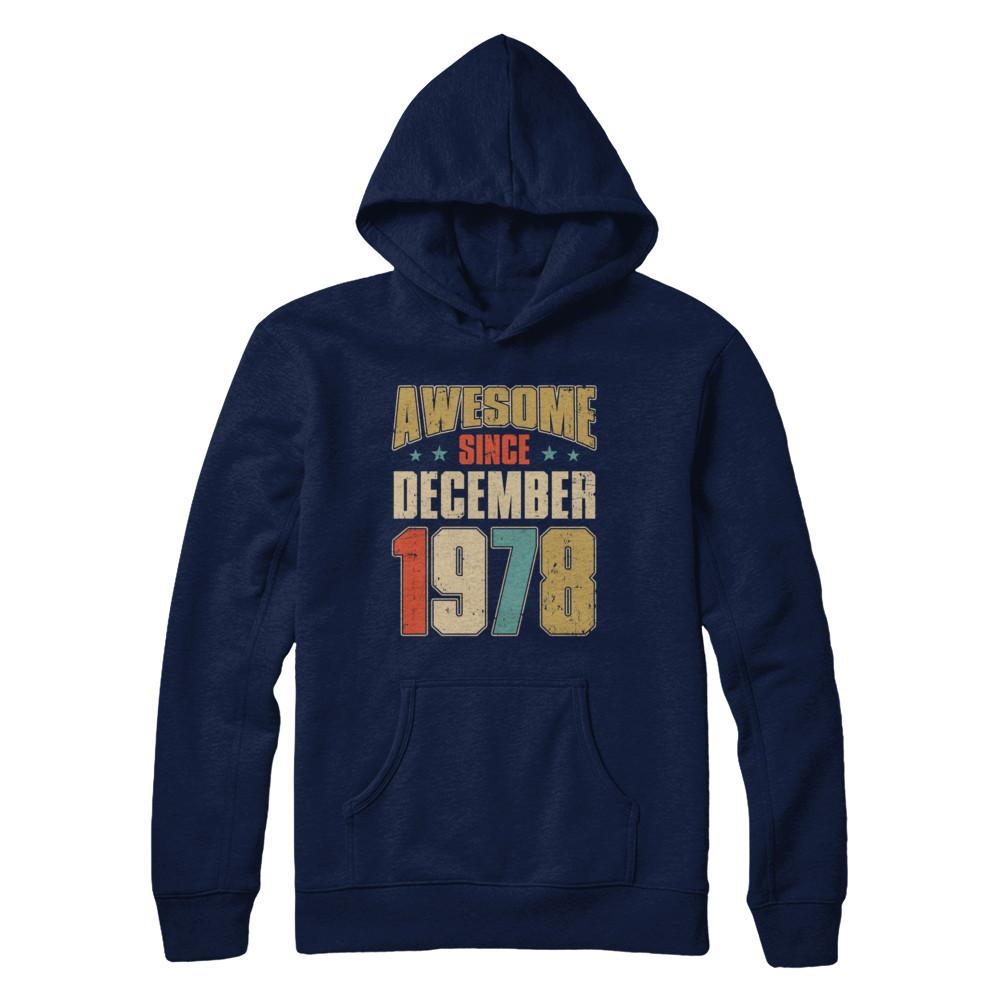 Vintage Retro Awesome Since December 1978 43th Birthday-T-Shirt & Hoodie-Pullover Hoodie-Navy
