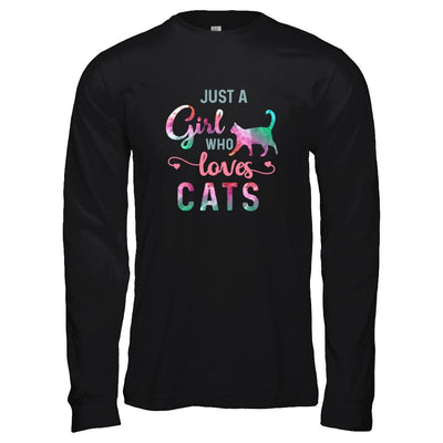 Just A Girl Who Loves Cats Cat Lover-T-Shirt & Tank Top-Long Sleeve T-Shirt-Black