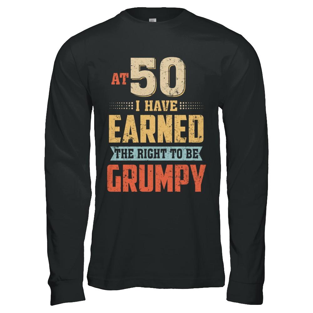 Vintage The Right To Be Grumpy 50th 1971 Birthday Gift-T-Shirt & Hoodie-Long Sleeve T-Shirt-Black
