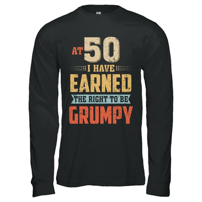 Vintage The Right To Be Grumpy 50th 1971 Birthday Gift-T-Shirt & Hoodie-Long Sleeve T-Shirt-Black