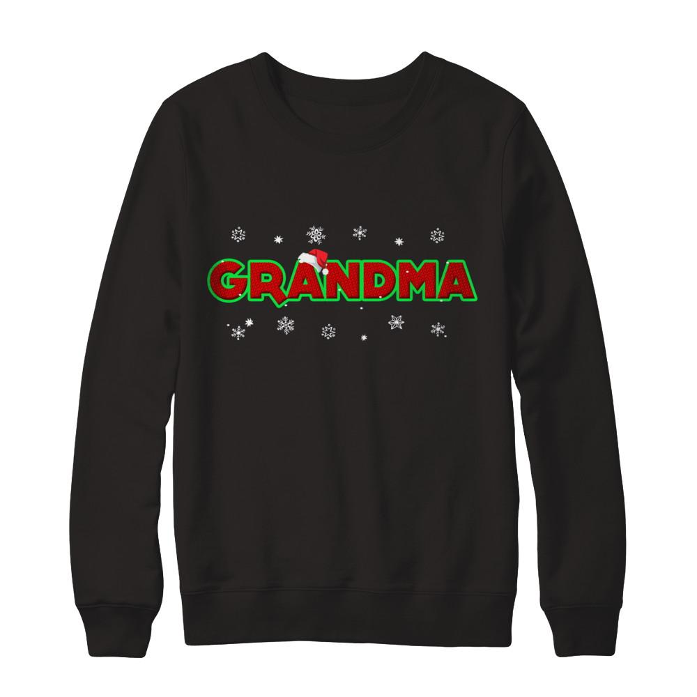 Grandma Christmas Santa Ugly Sweater Gift-T-Shirt & Sweatshirt-Crewneck Sweatshirt-Black