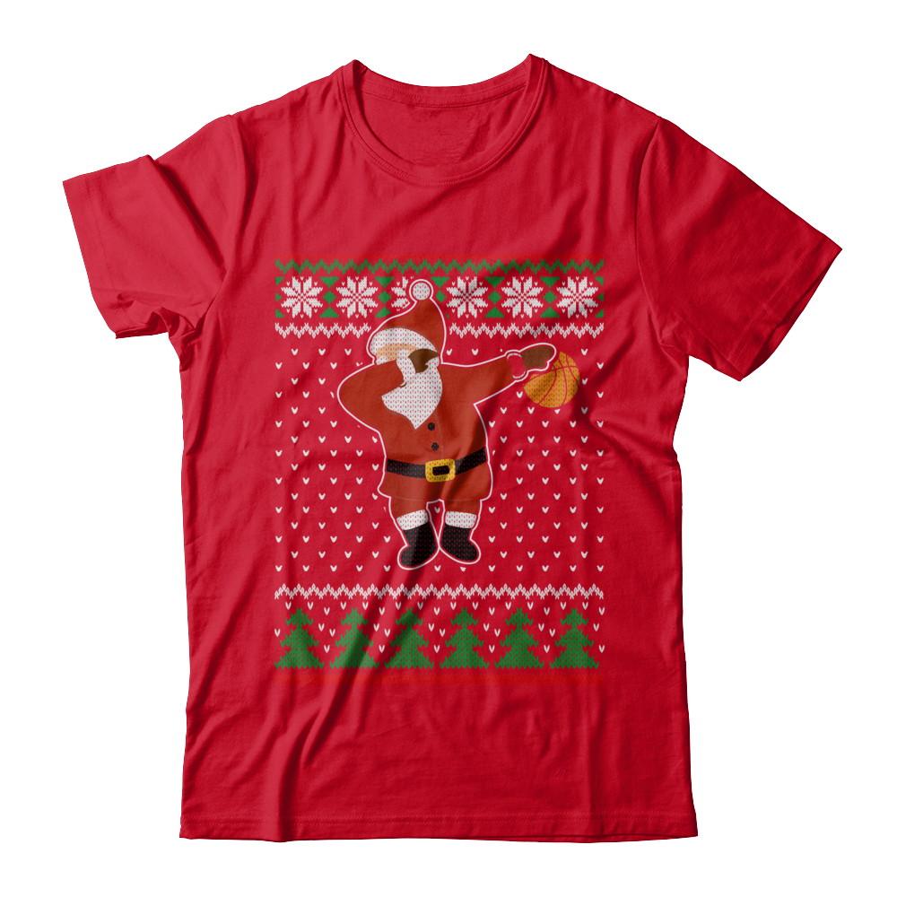 Dabbing Santa Basketball Ugly Sweater Christmas-T-Shirt & Sweatshirt-Premium T-Shirt-Red