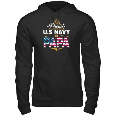Proud US Navy Papa-T-Shirt & Hoodie-Pullover Hoodie-Black
