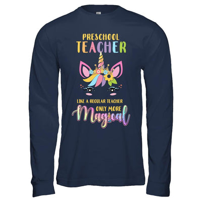 Preschool Teacher Cute Magical Unicorn Gift-T-Shirt & Hoodie-Long Sleeve T-Shirt-Navy