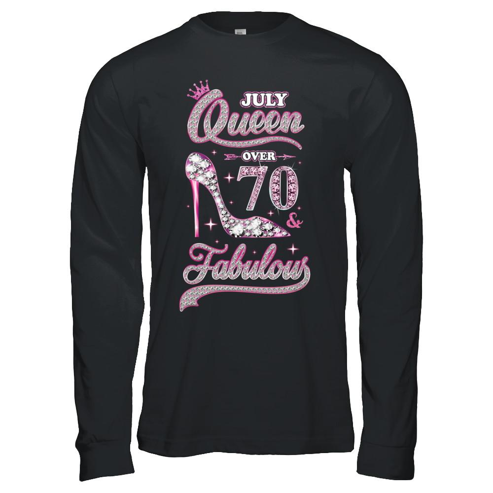 July Queen 70 And Fabulous 1951 70th Years Old Birthday-T-Shirt & Hoodie-Long Sleeve T-Shirt-Black