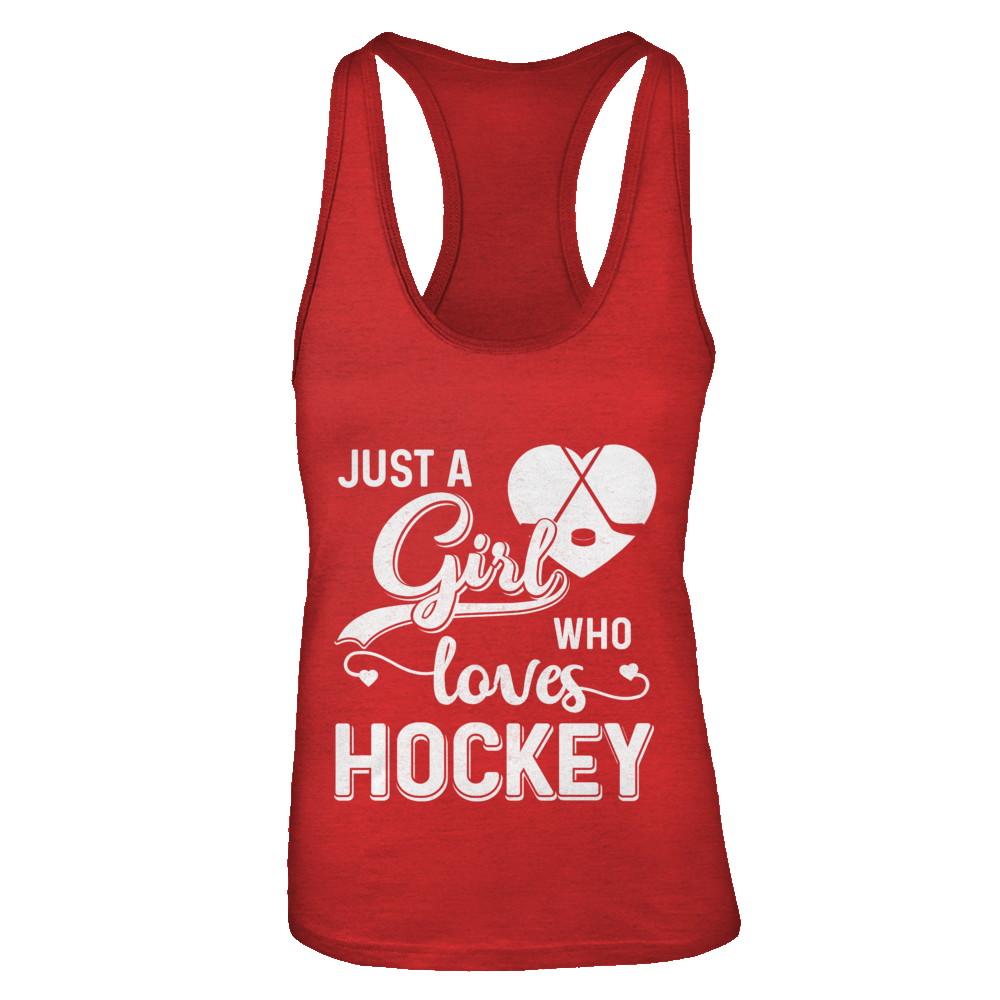 Just A Girl Who Loves Hockey-T-Shirt & Tank Top-Women's Ideal Racerback Tank-Red