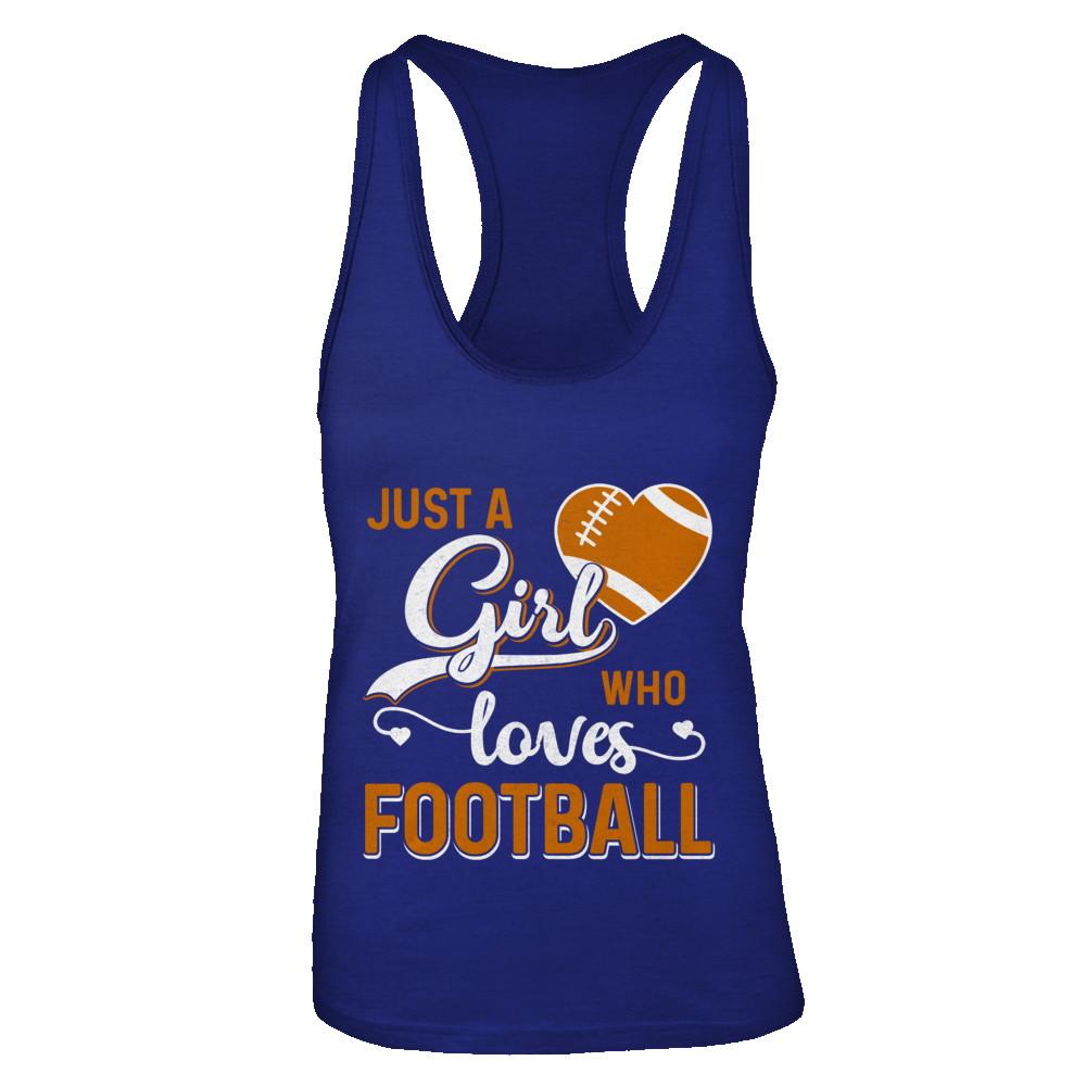 Just A Girl Who Loves Football-T-Shirt & Tank Top-Women's Ideal Racerback Tank-Royal