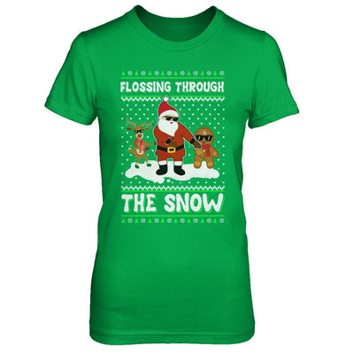 Flossing Through The Snow Santa Ugly Christmas Sweater-T-Shirt & Sweatshirt-Women's T-Shirt-Irish Green