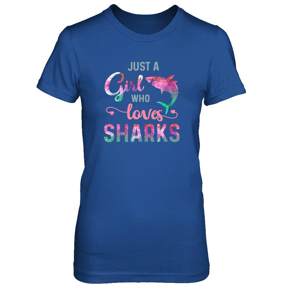 Just A Girl Who Loves Sharks Shark Lover-T-Shirt & Tank Top-Women's T-Shirt-Royal