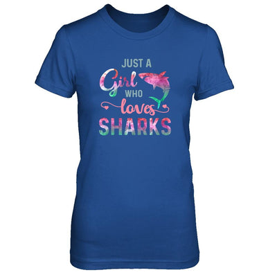 Just A Girl Who Loves Sharks Shark Lover-T-Shirt & Tank Top-Women's T-Shirt-Royal