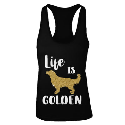 Life Is Golden Retriever-T-Shirt & Tank Top-Women's Ideal Racerback Tank-Black