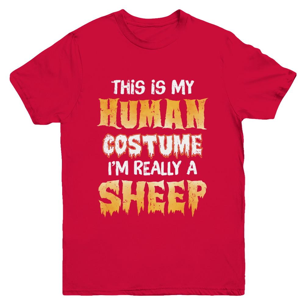 This Is My Human Costume Sheep Halloween Youth-Youth Shirt-Youth T-Shirt-Red