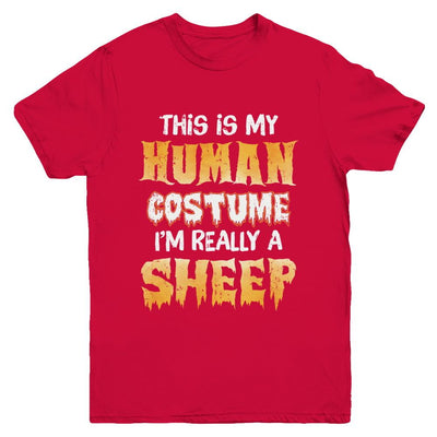 This Is My Human Costume Sheep Halloween Youth-Youth Shirt-Youth T-Shirt-Red