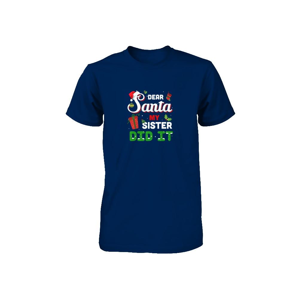 Dear Santa My Sister Did It Christmas Brother Youth-T-Shirt & Sweatshirt-Toddler T-Shirt-Navy