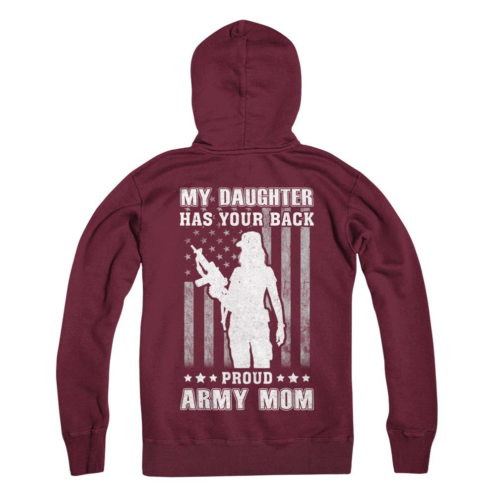 American Flag MY DAUGHTER HAS YOUR BACK PROUD ARMY MOM-T-Shirt & Hoodie-Hanes - Heavyweight Pullover Hoodie-Maroon