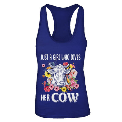 Just A Girl Who Loves Her Cow-T-Shirt & Tank Top-Women's Ideal Racerback Tank-Royal