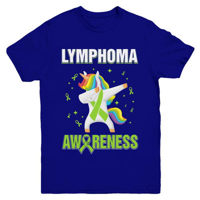 Inspirational Lymphoma Awareness Unicorn Support Youth-Youth Shirt-Youth T-Shirt-Navy